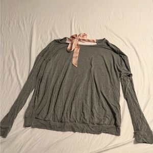 Adore Me Gray Long Sleeve Top with Pink Accent